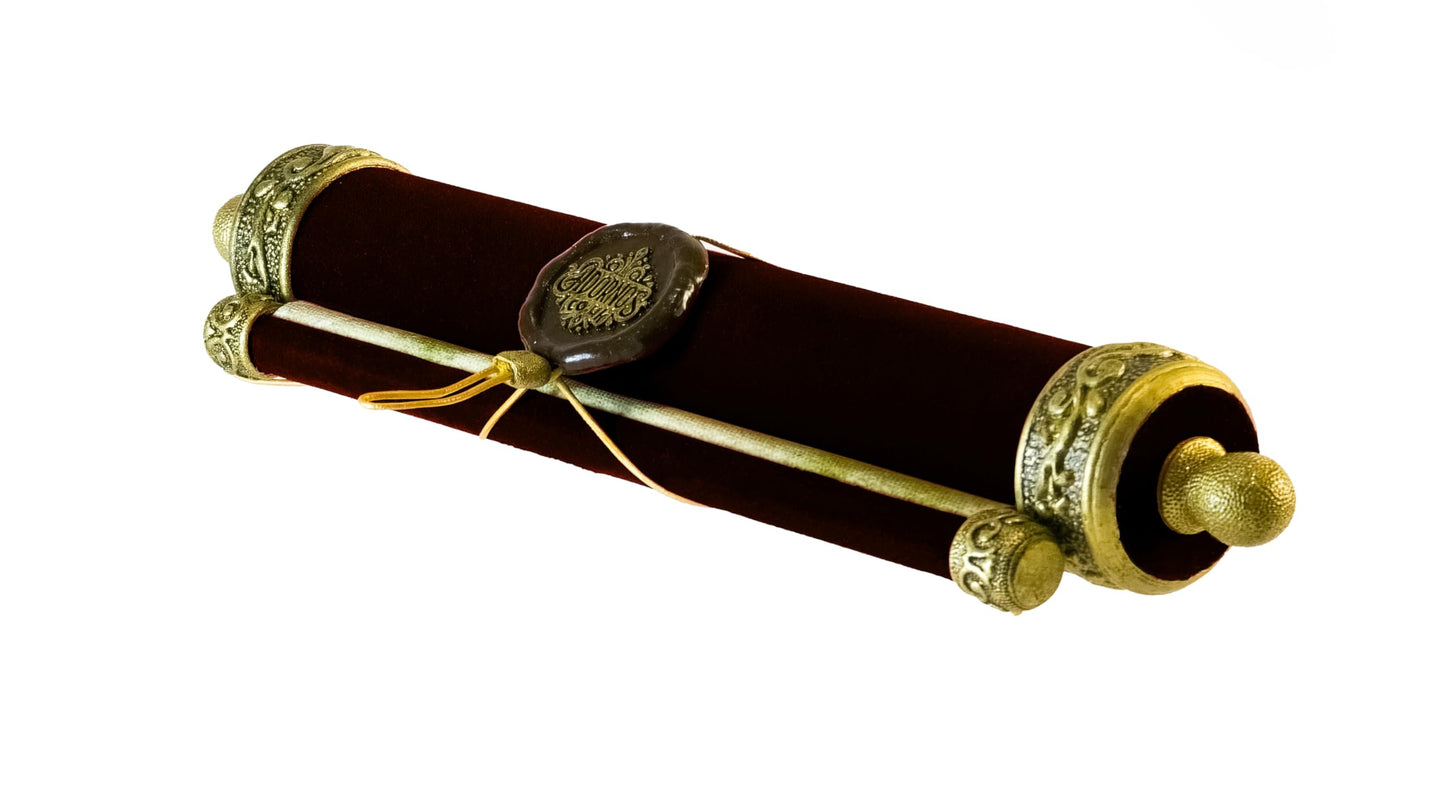 Decorative Velvet Scroll for Mother, Antique Gold Accents, Floral Design