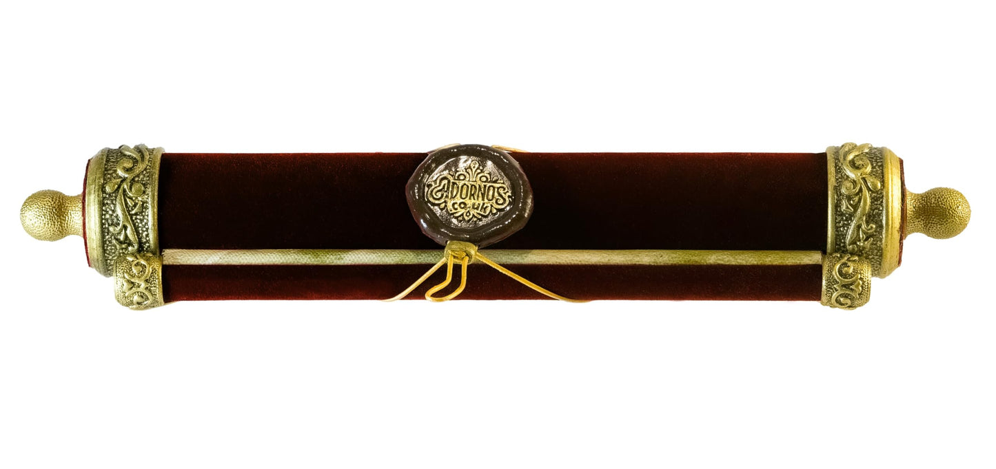 Decorative Velvet Scroll for Mother, Antique Gold Accents, Floral Design