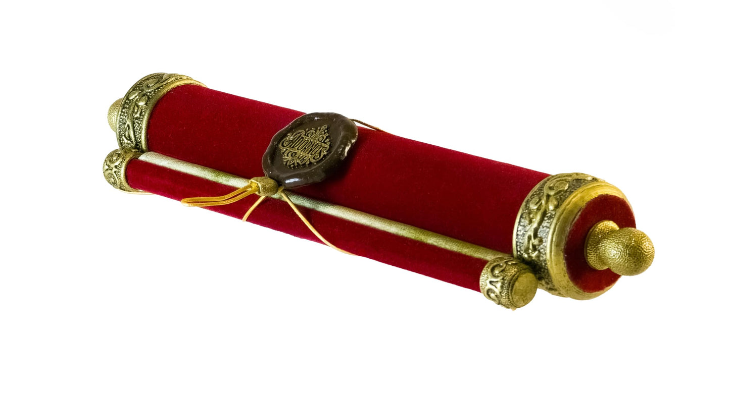 Decorative Velvet Scroll for Mother, Antique Gold Accents, Floral Design